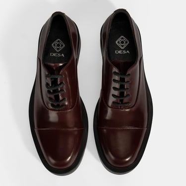  Kadın Bordo Bağcıklı Klasik Deri Ayakkabı