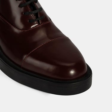  Kadın Bordo Bağcıklı Klasik Deri Ayakkabı