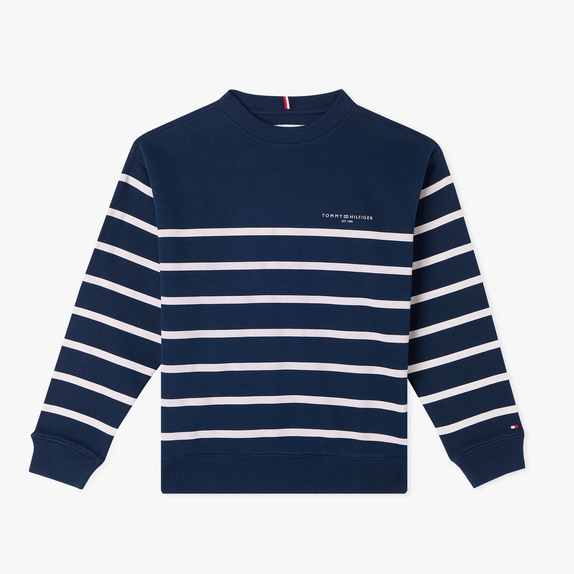Tommy Hilfiger Mini Corp Stripe Yuvarlak Yaka Çocuk Lacivert Sweatshirt