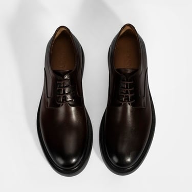  Erkek Kahve Bağcıklı Klasik Deri Ayakkabı