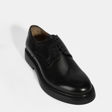  Erkek Siyah Bağcıklı Klasik Deri Ayakkabı