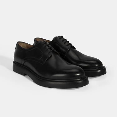  Erkek Siyah Bağcıklı Klasik Deri Ayakkabı