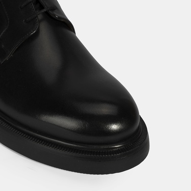  Erkek Siyah Bağcıklı Klasik Deri Ayakkabı