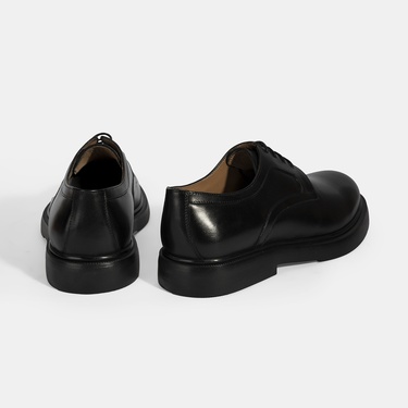  Erkek Siyah Bağcıklı Klasik Deri Ayakkabı