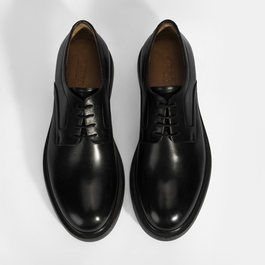  Erkek Siyah Bağcıklı Klasik Deri Ayakkabı