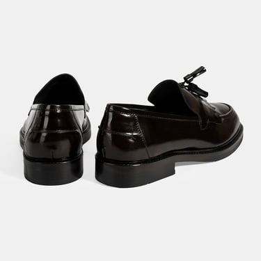  Erkek Bordo Püskül Detaylı Deri Loafer
