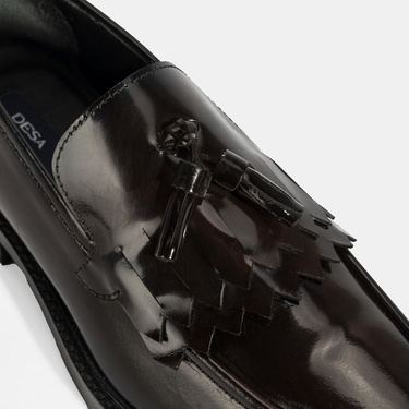  Erkek Bordo Püskül Detaylı Deri Loafer