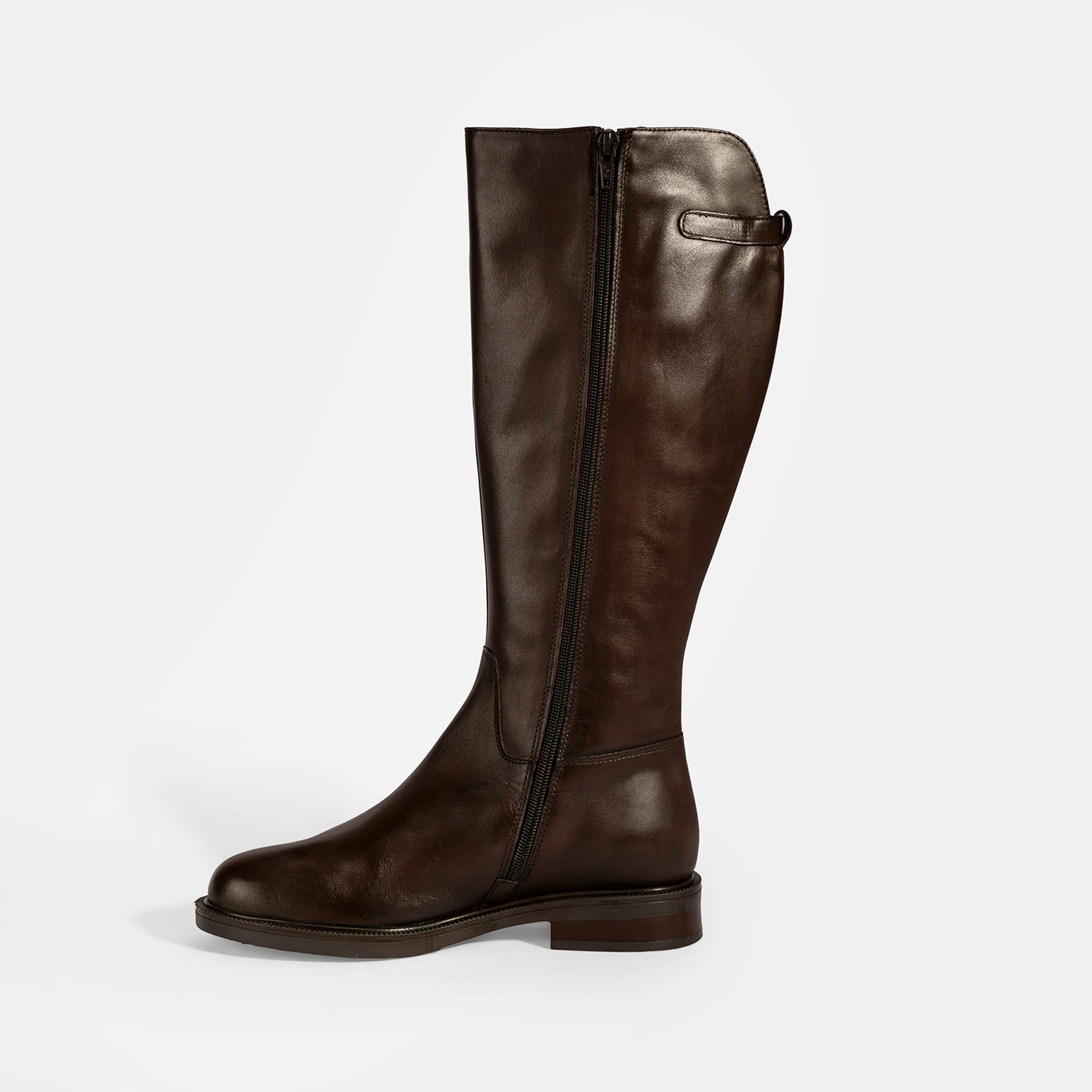 Kadın Kahve Metal Toka Detaylı Deri Çizme