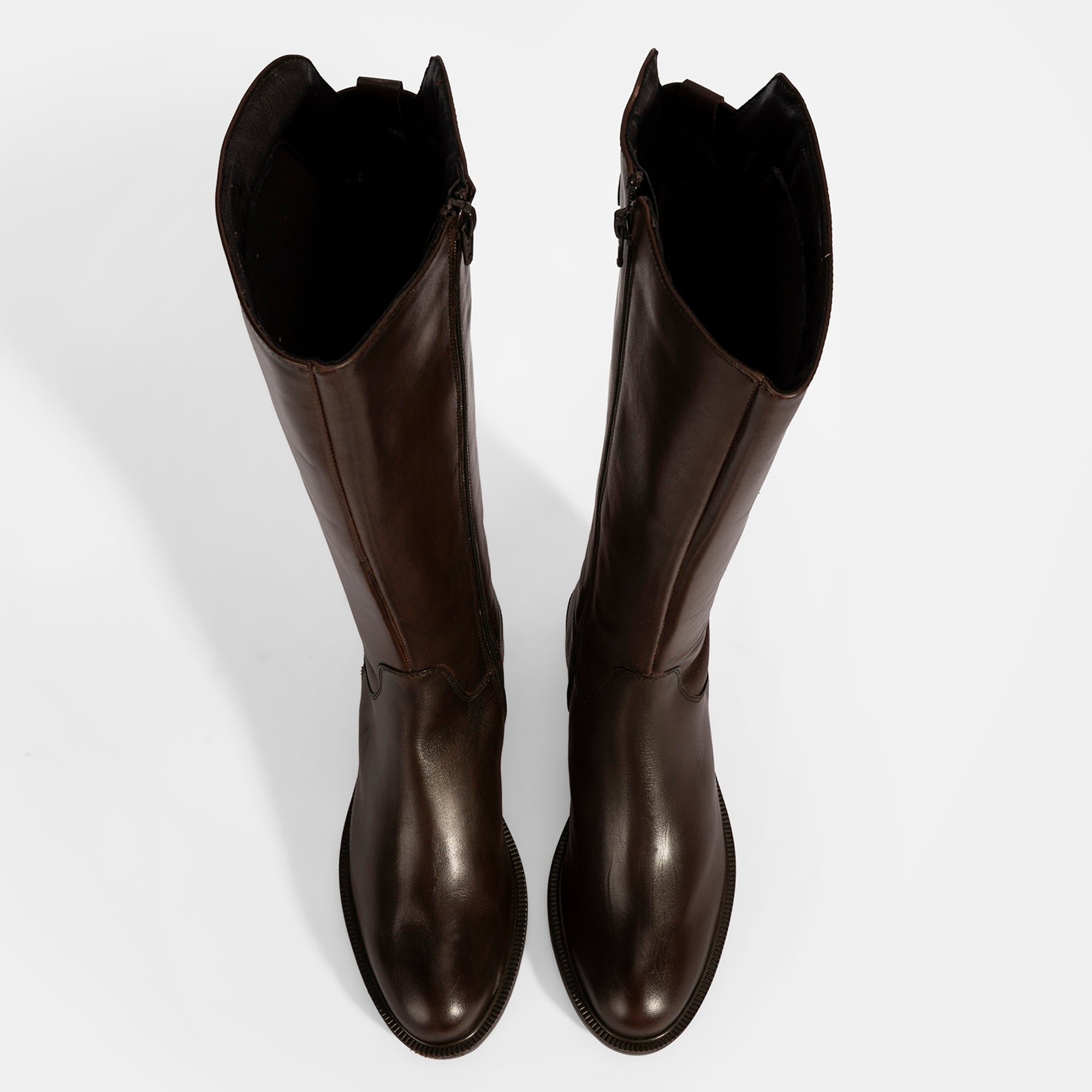 Kadın Kahve Metal Toka Detaylı Deri Çizme