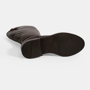  Kadın Kahve Metal Toka Detaylı Deri Çizme