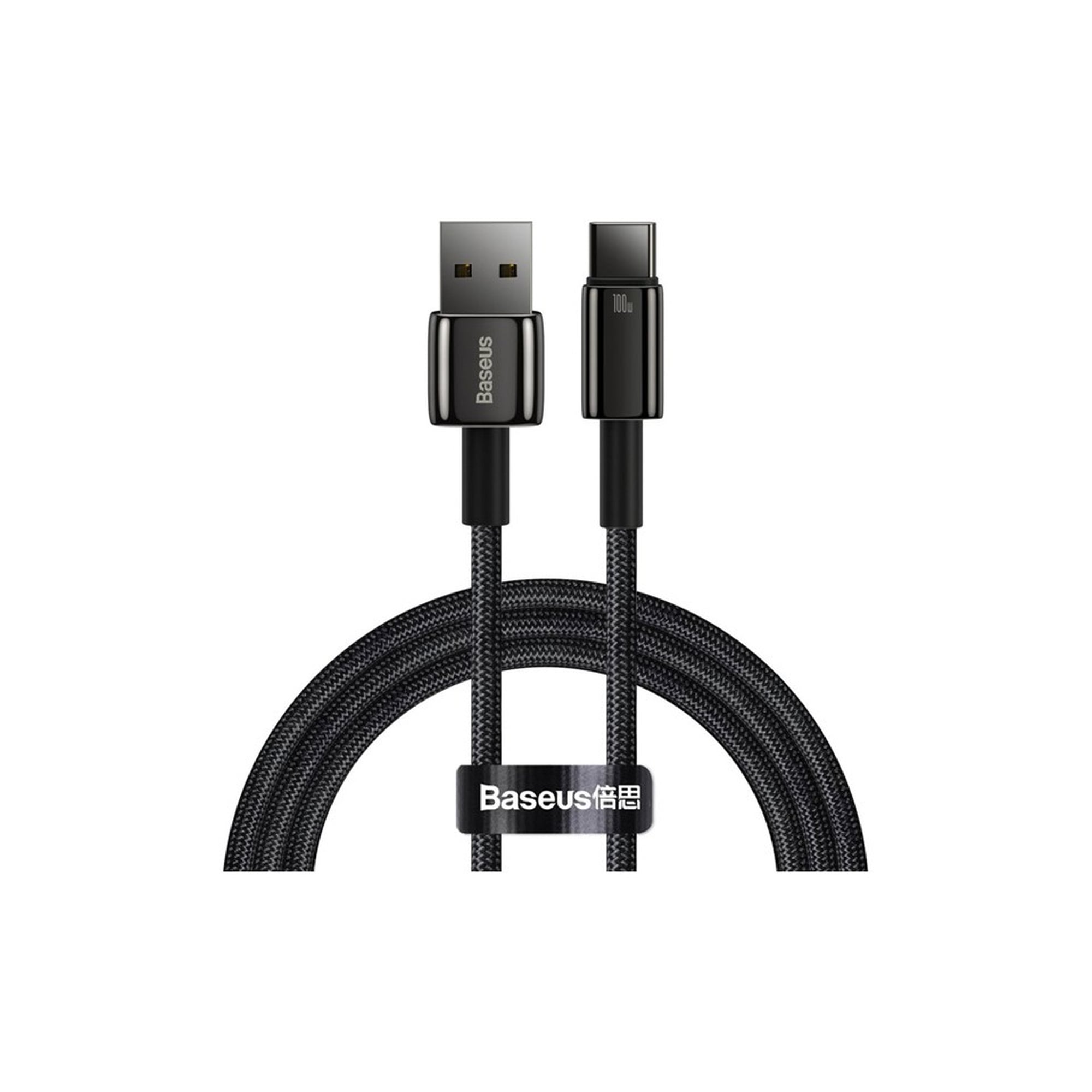 Baseus Tungsten Gold Hızlı Şarj Data Kablosu USB to Type-C 100W 1m Siyah CAWJ000001
