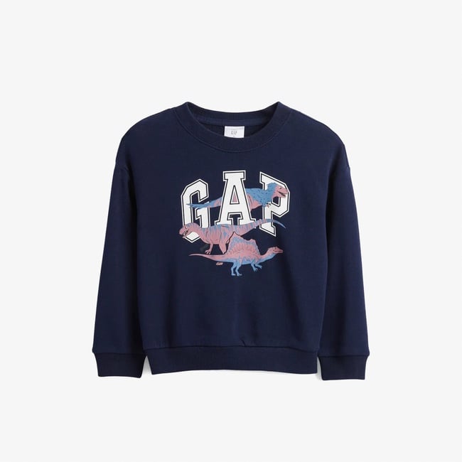  Gap V-French Oversized Logo Crew Çocuk Lacivert Sweatshirt