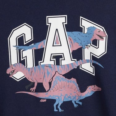  Gap V-French Oversized Logo Crew Çocuk Lacivert Sweatshirt