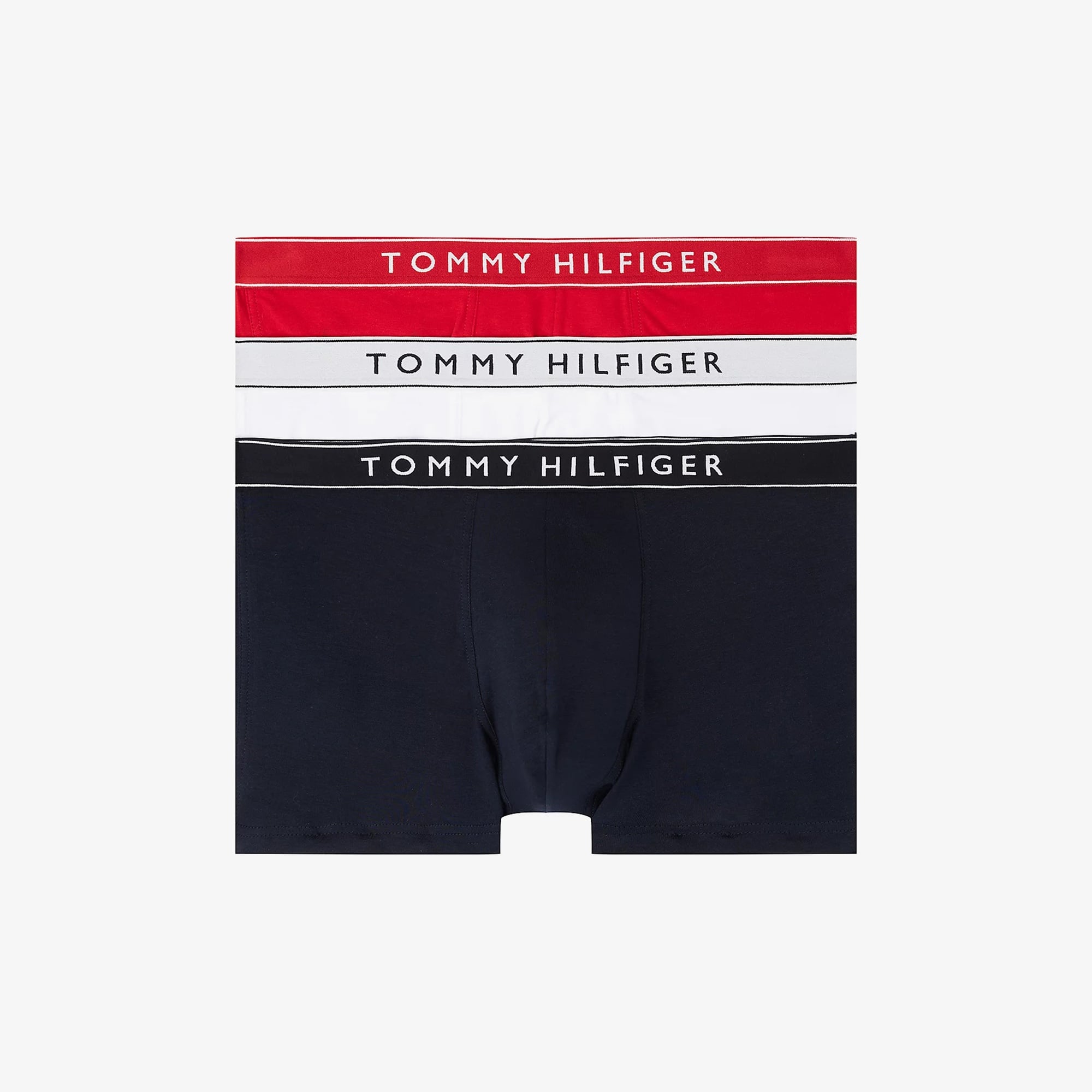 Tommy Hilfiger Bel Lastikli Logolu Erkek Siyah/Beyaz/Kırmızı 3'lü Boxer
