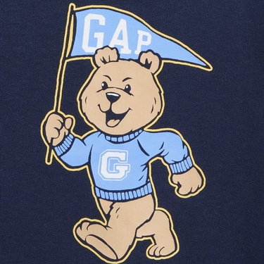  Gap V-Bf Print Crew Çocuk Lacivert Sweatshirt