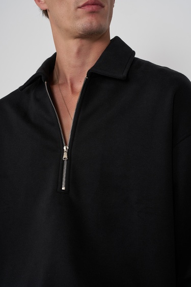  Fermuarlı Polo Yaka Sweatshirt