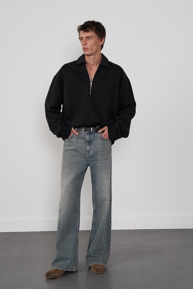  Fermuarlı Polo Yaka Sweatshirt