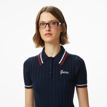  Guess Sabina Slim Fit Yün Karışımlı Kadın Lacivert Polo
