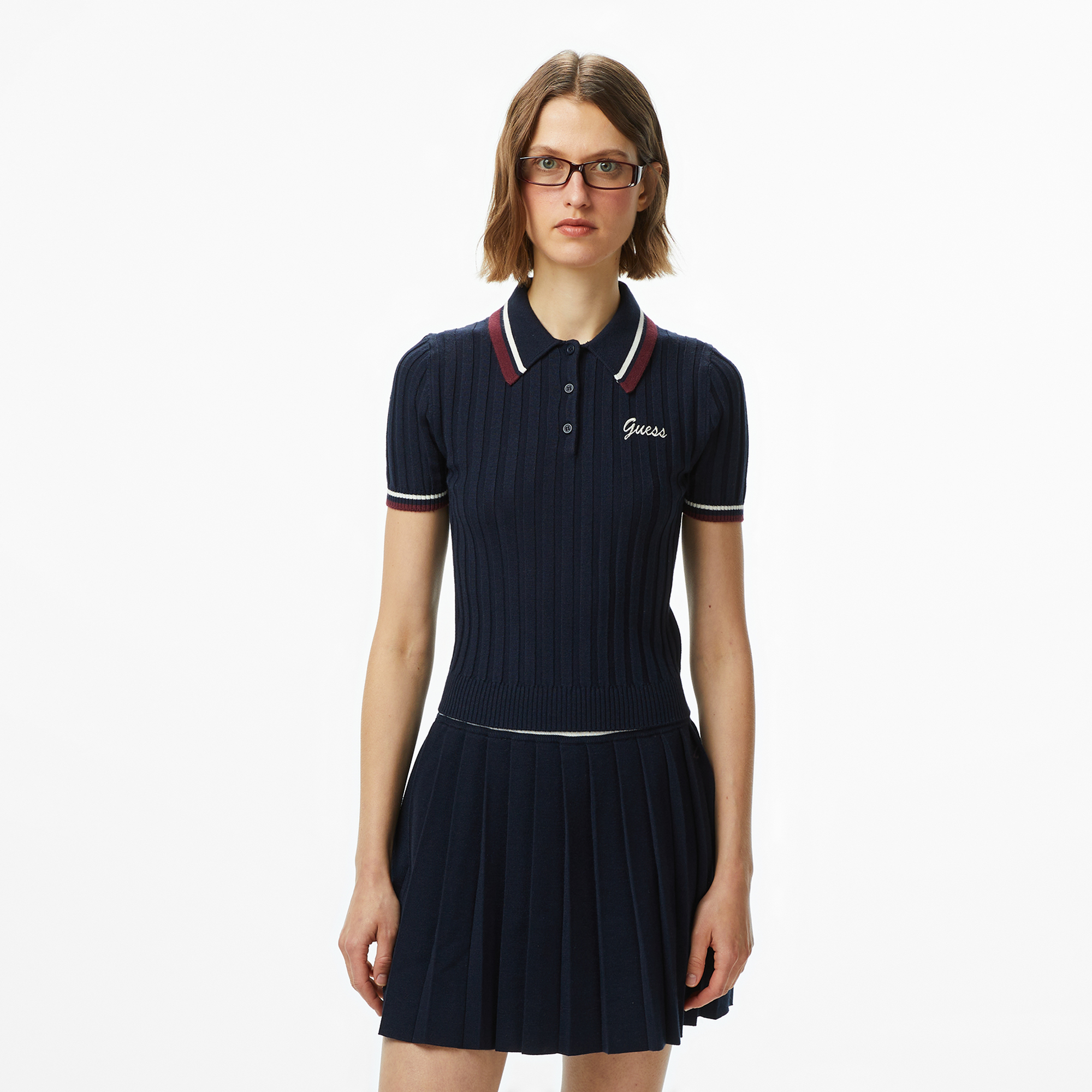  Guess Sabina Slim Fit Yün Karışımlı Kadın Lacivert Polo