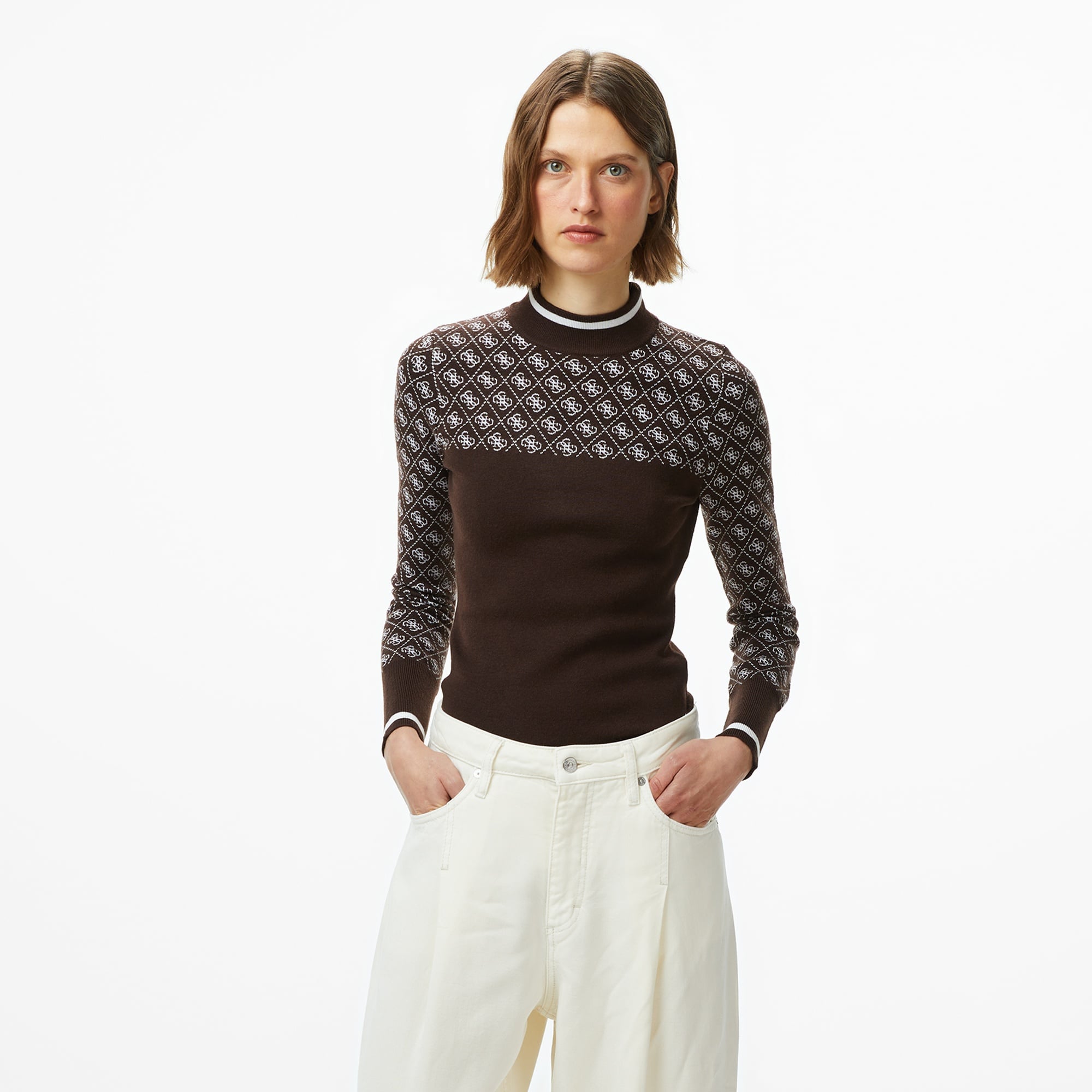 Guess Aubrey Yün Karışımlı Kadın Kahverengi Triko