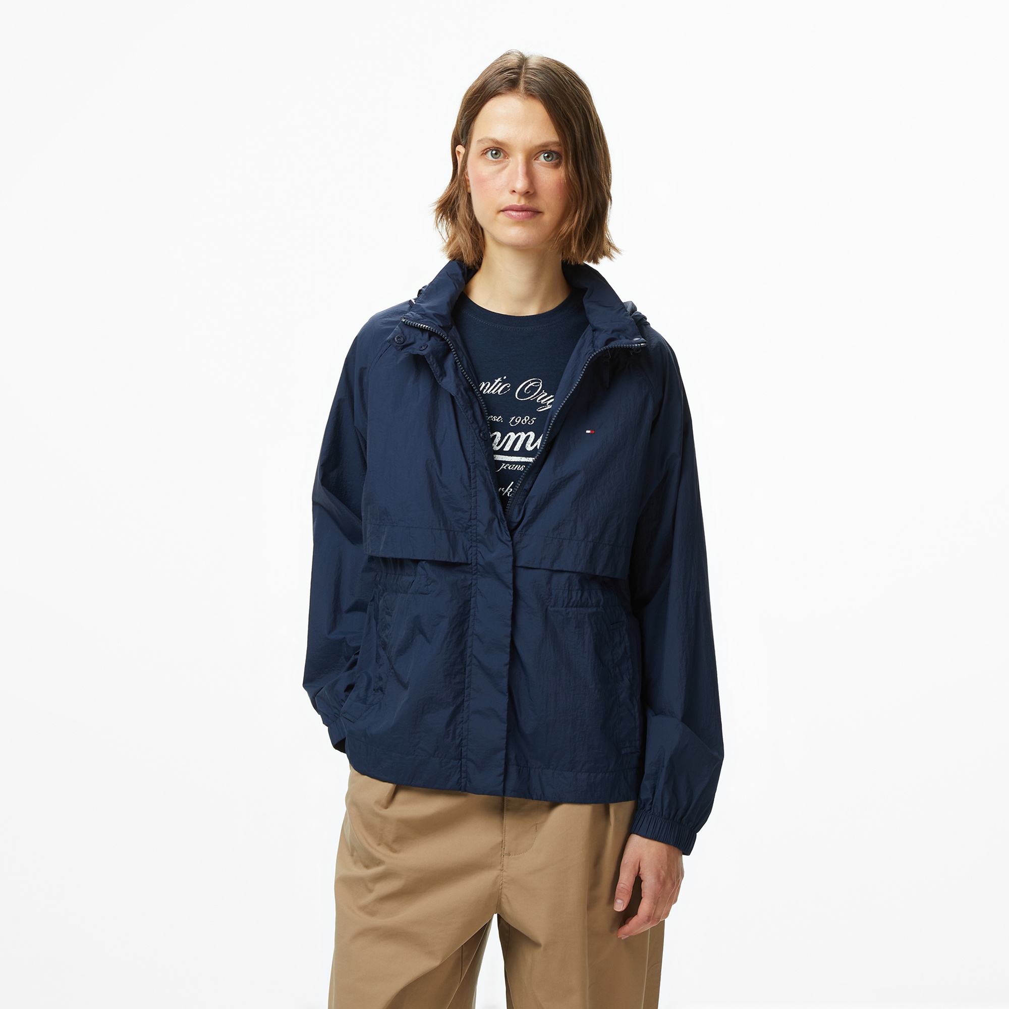 Tommy Hilfiger Nylon Packable Kadın Lacivert Ceket