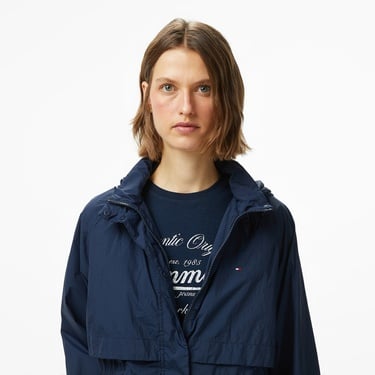  Tommy Hilfiger Nylon Packable Kadın Lacivert Ceket
