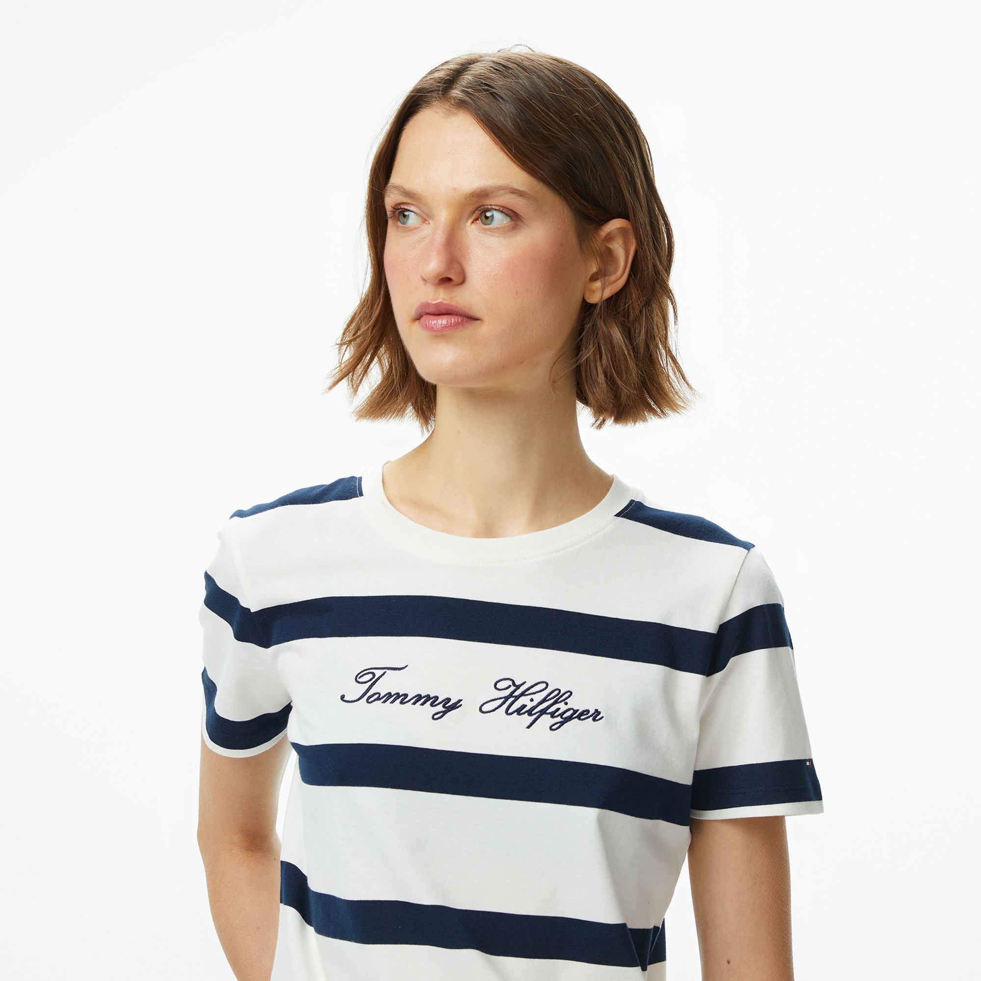 Tommy Hilfiger Script Regular Kadın Mavi T-Shirt