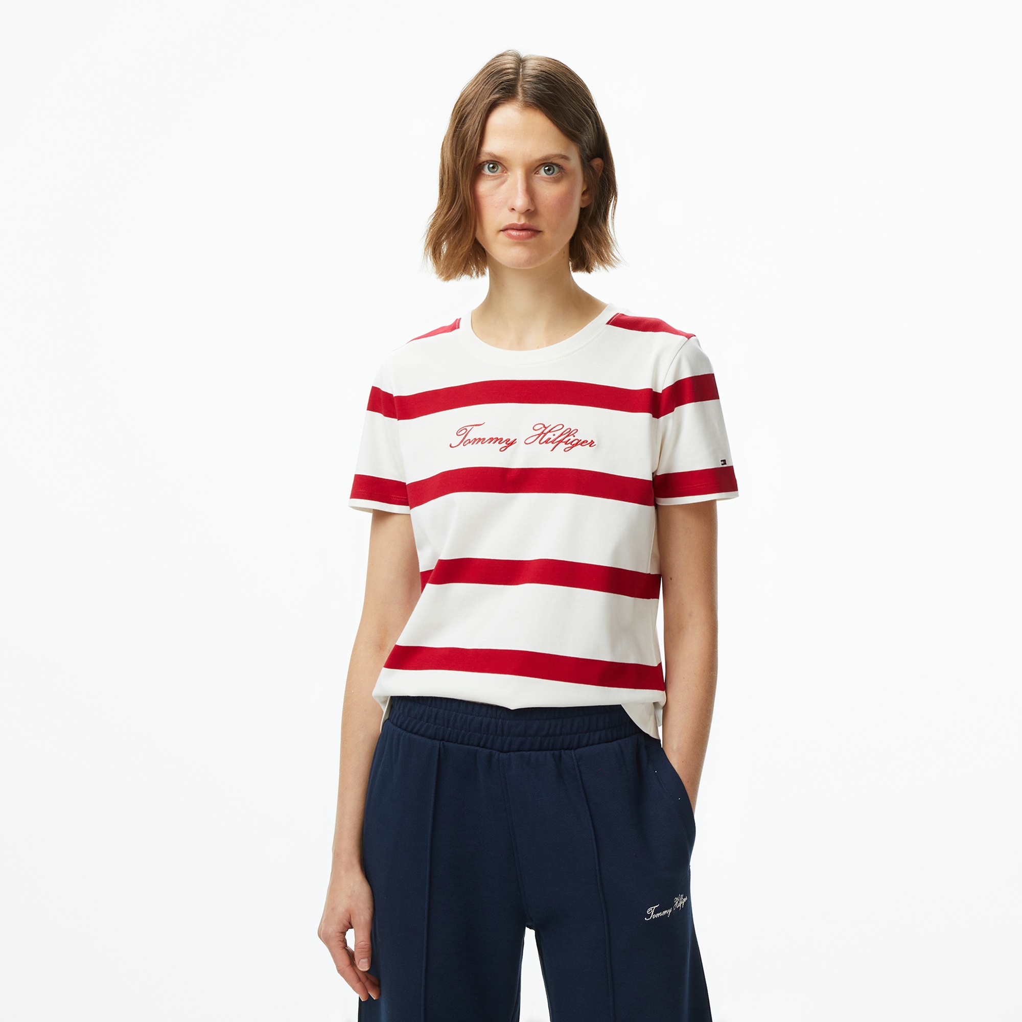 Tommy Hilfiger Script Regular Kadın Beyaz T-Shirt