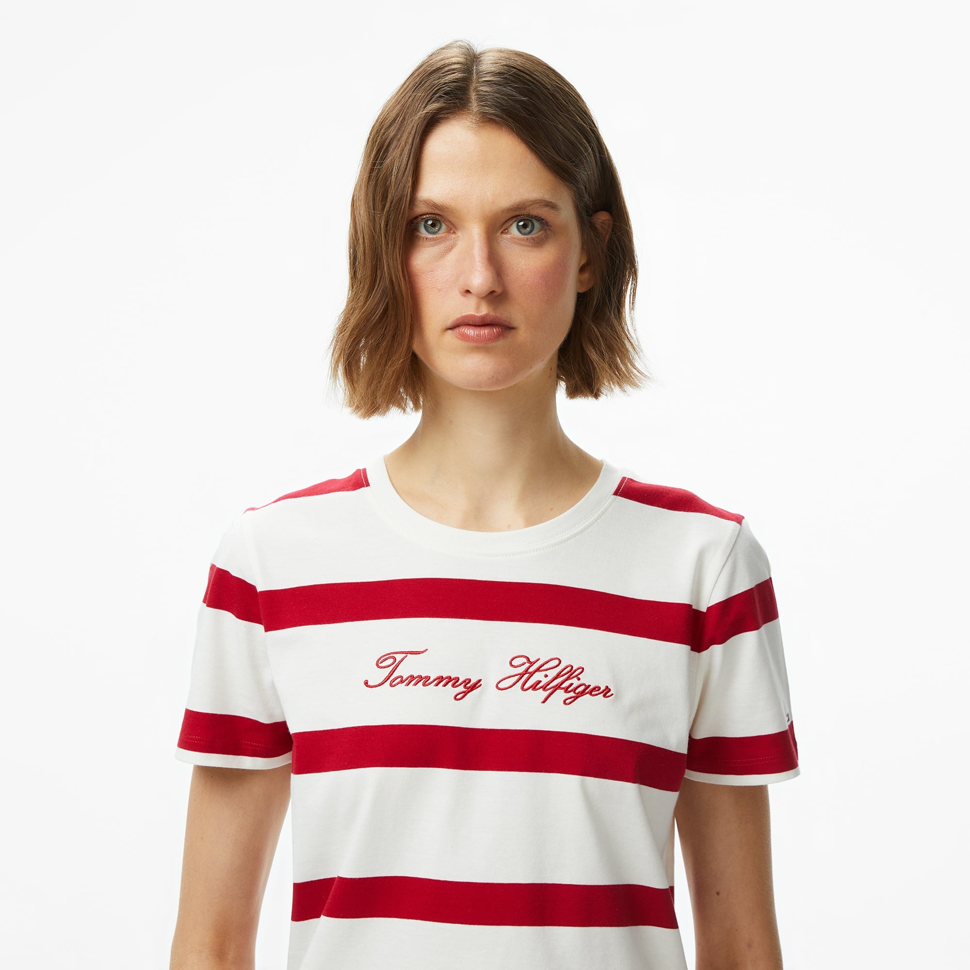 Tommy Hilfiger Script Regular Kadın Beyaz T-Shirt