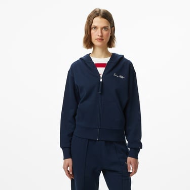  Tommy Hilfiger Script Regular Pique Kadın Fermuarlı Lacivert Hoodie