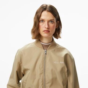  Tommy Hilfiger Nylon Regular Cropped Kadın Bomber Bej Ceket