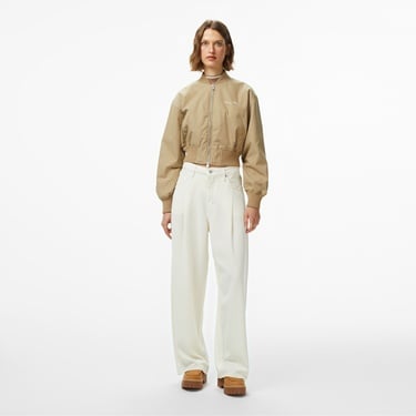  Tommy Hilfiger Nylon Regular Cropped Kadın Bomber Bej Ceket