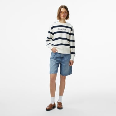  Tommy Hilfiger Script Regular Pique Kadın Beyaz Sweatshirt