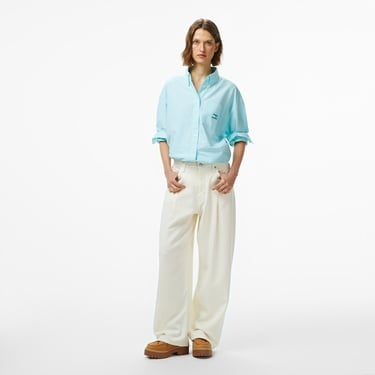  Tommy Jeans Oversize Badge Oxford Kadın Mavi Gömlek