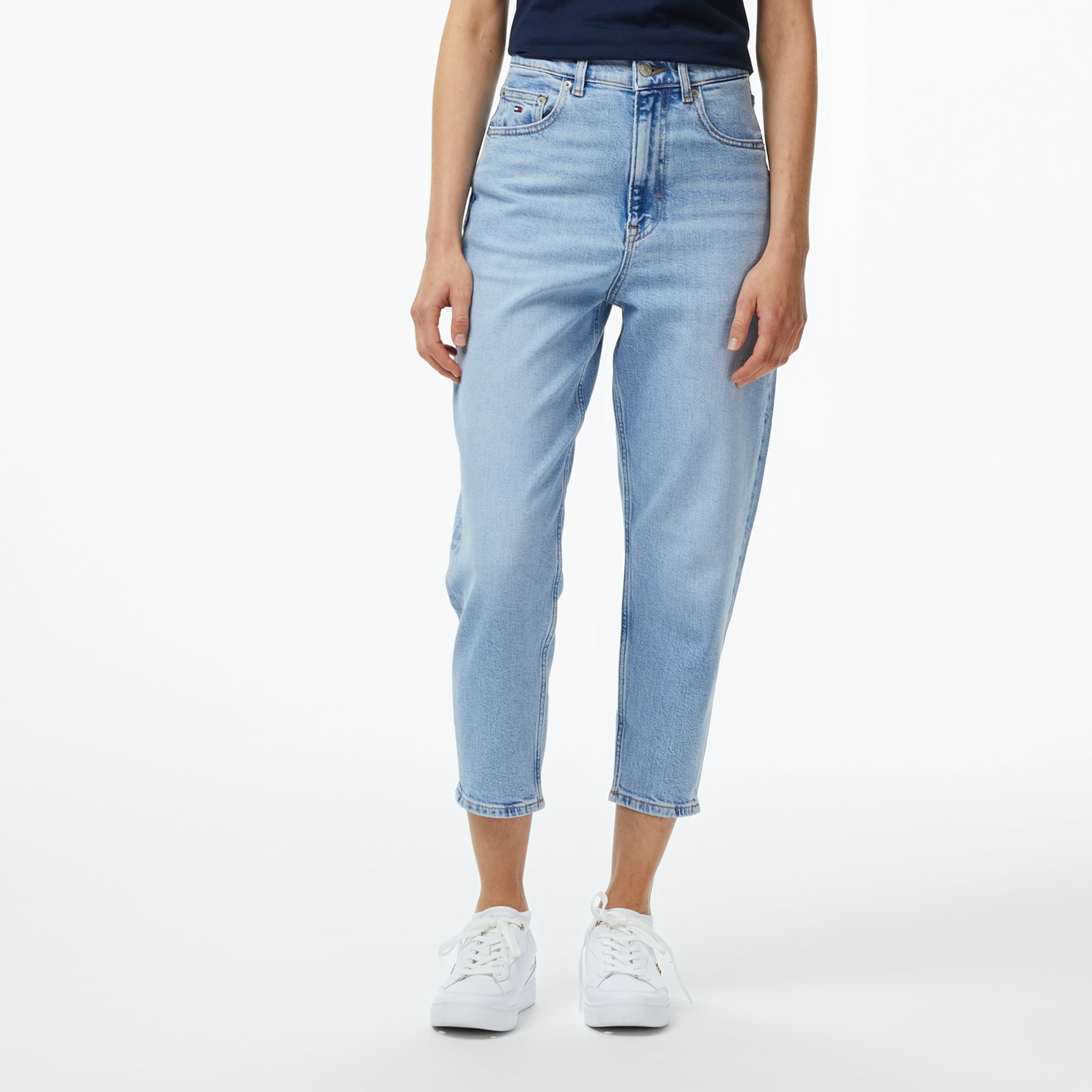 Tommy Hilfiger Mom Kadın Tapered Mavi Jean Pantolon