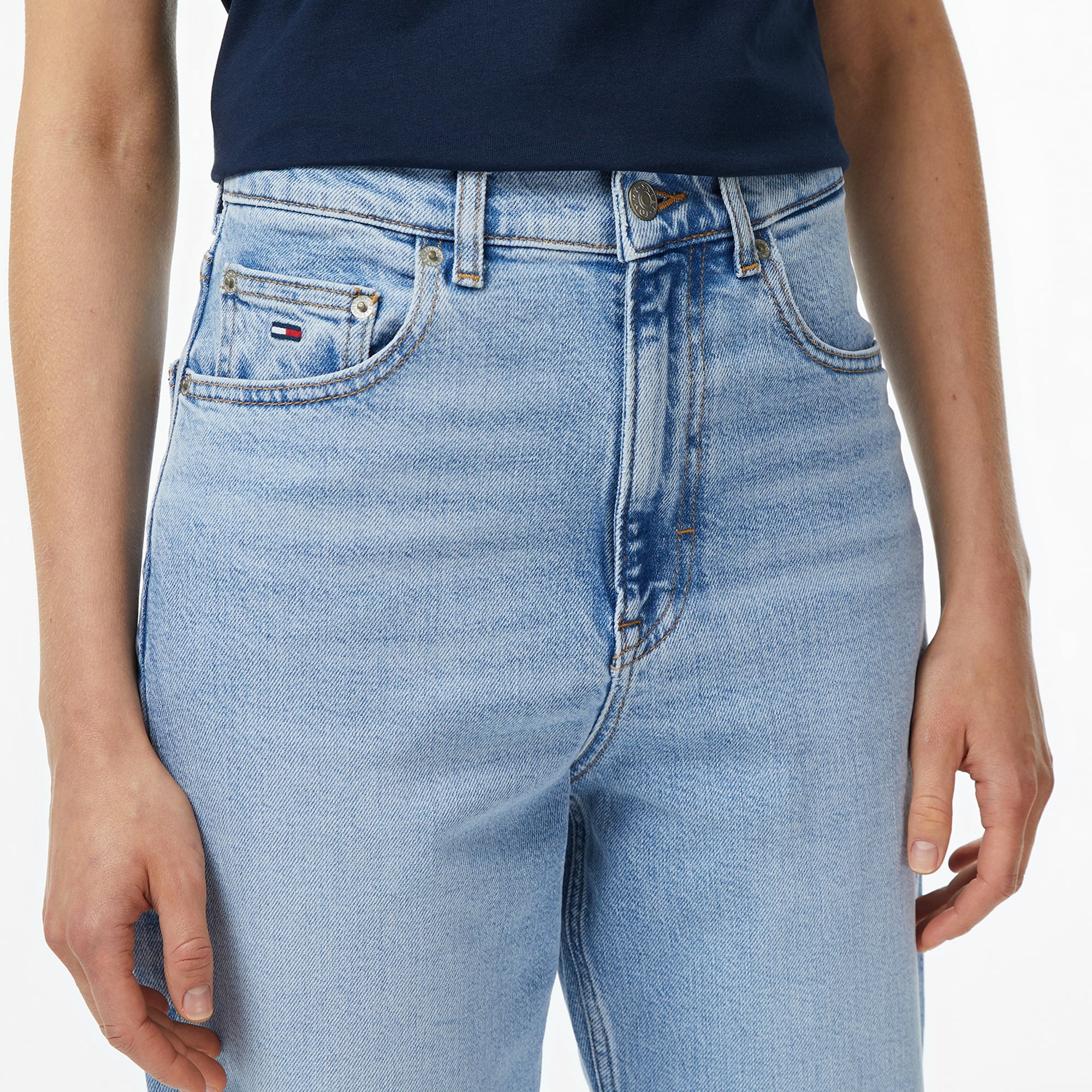 Tommy Hilfiger Mom Kadın Tapered Mavi Jean Pantolon