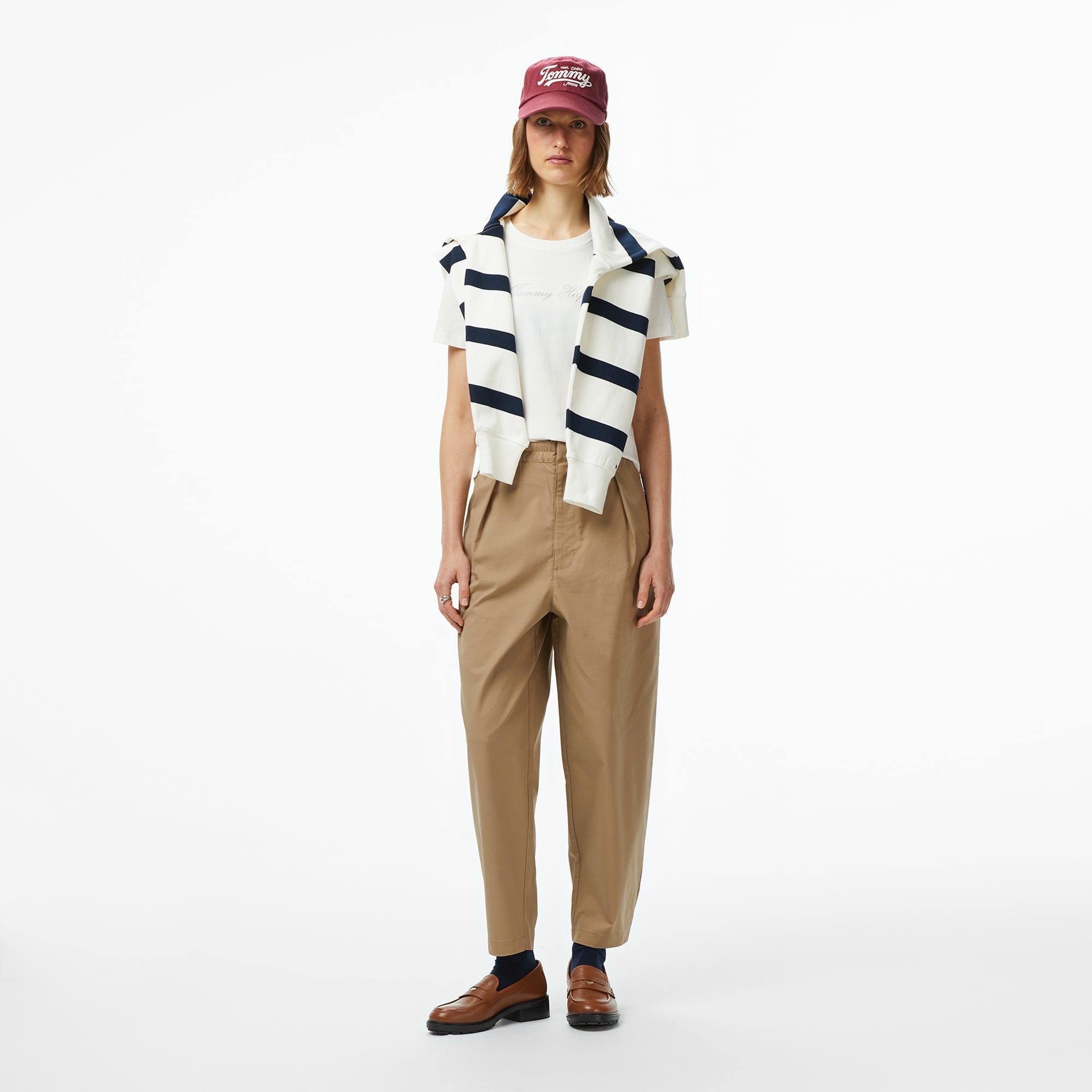 Tommy Hilfiger Lurex Script Regular Kadın Beyaz T-Shirt