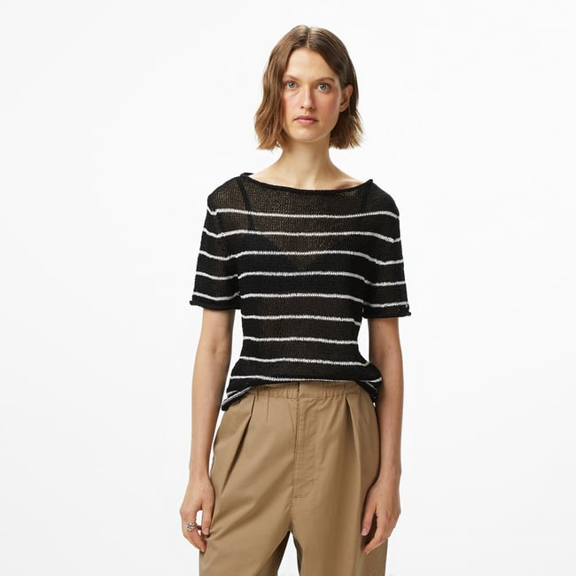  Tommy Hilfiger Textured Rayon Open Kadın Siyah Kazak