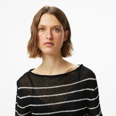  Tommy Hilfiger Textured Rayon Open Kadın Siyah Kazak