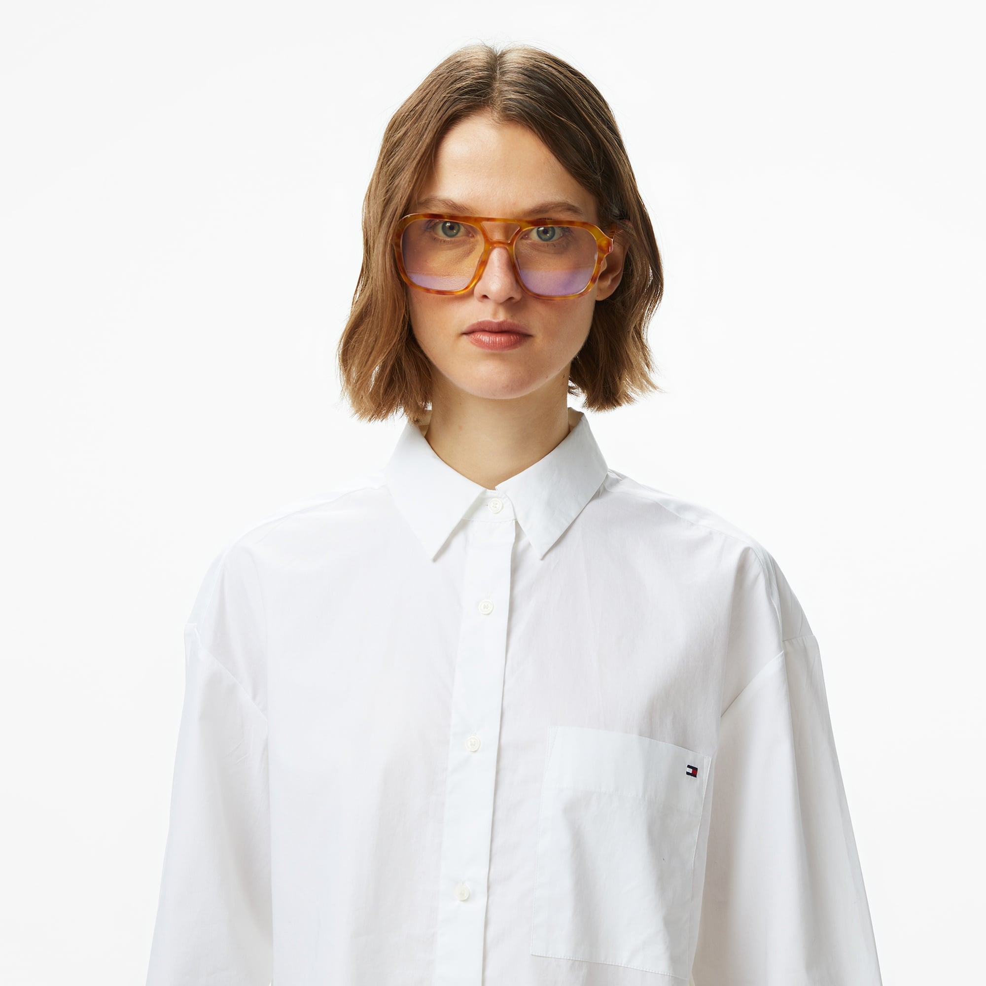 Tommy Hilfiger Essentials Poplin New Easy Kadın Beyaz Gömlek