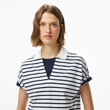  Tommy Hilfiger Lyocell Tipping Open Kadın Beyaz Polo Yaka T-Shirt