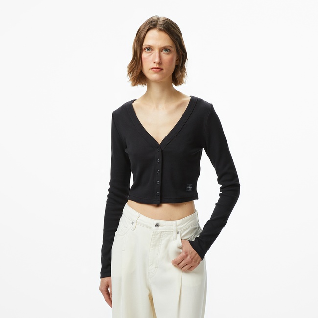  Calvin Klein Woven Label Kadın Siyah Triko