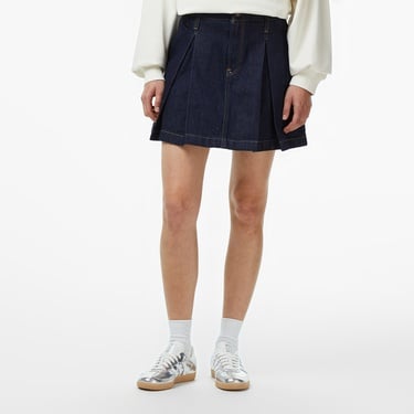  Calvin Klein Pleated Denim Classic Kadın Mavi Etek