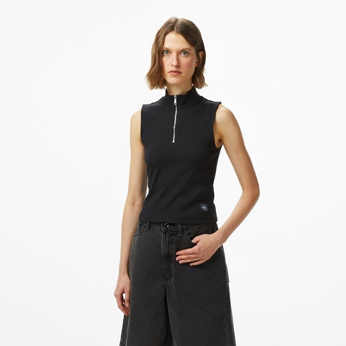  Calvin Klein Woven Label Kadın Siyah T-Shirt