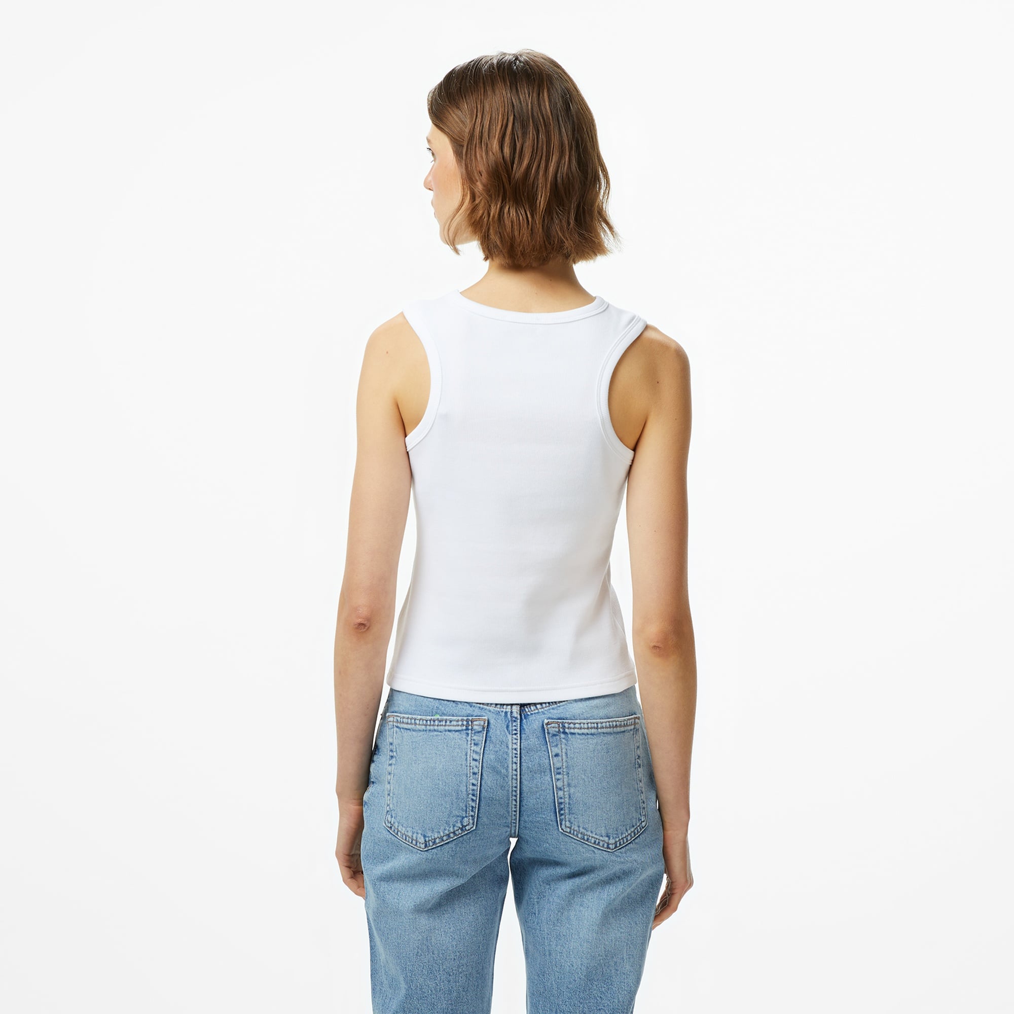 Calvin Klein Woven Label Kadın Beyaz T-Shirt