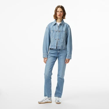  Calvin Klein Cinched Trucker Printed Kadın Mavi Mont