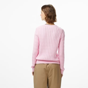  Tommy Hilfiger Cable Mid Kadın Pembe Hırka