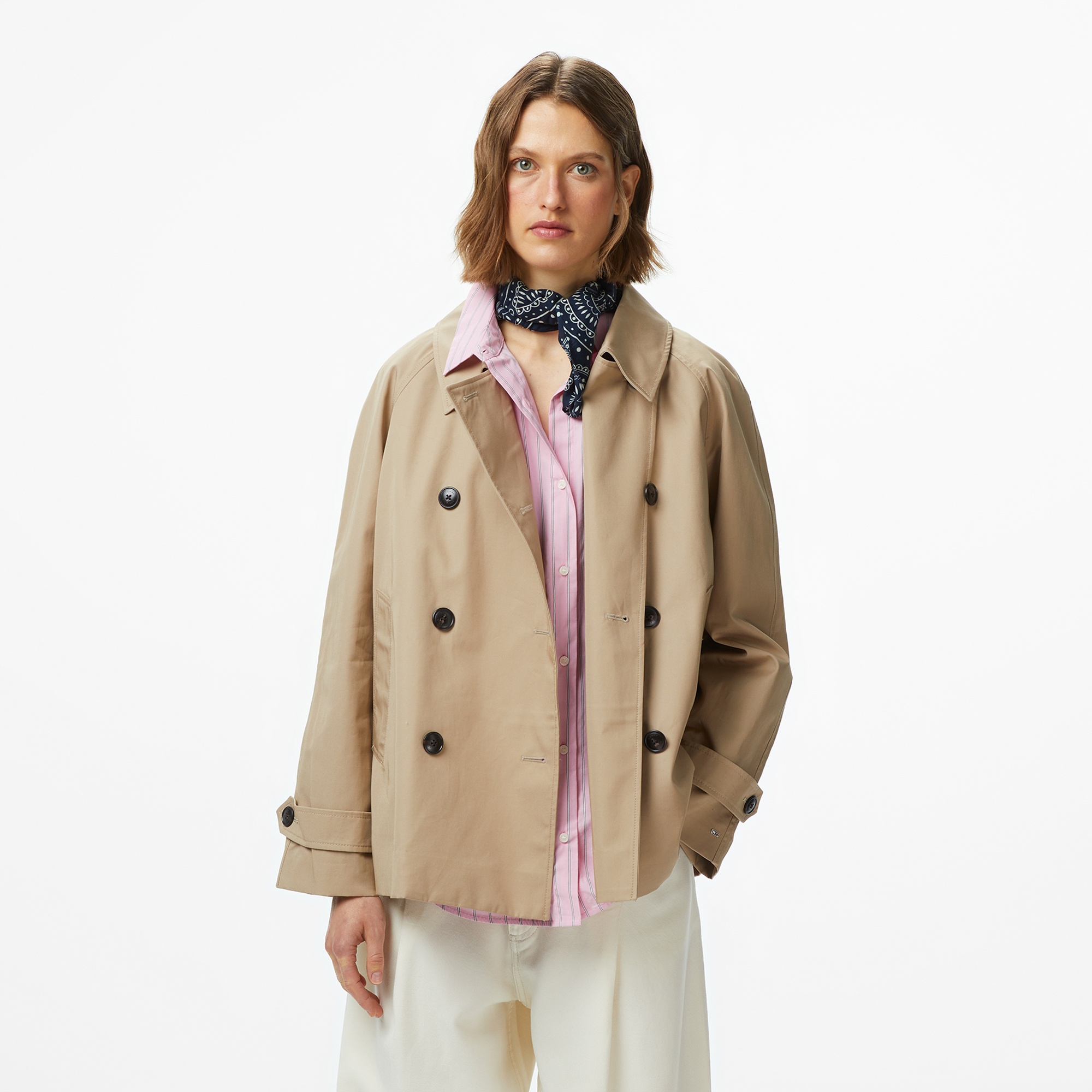 Tommy Hilfiger Cotton Kadın Trençkot Bej Trençkot