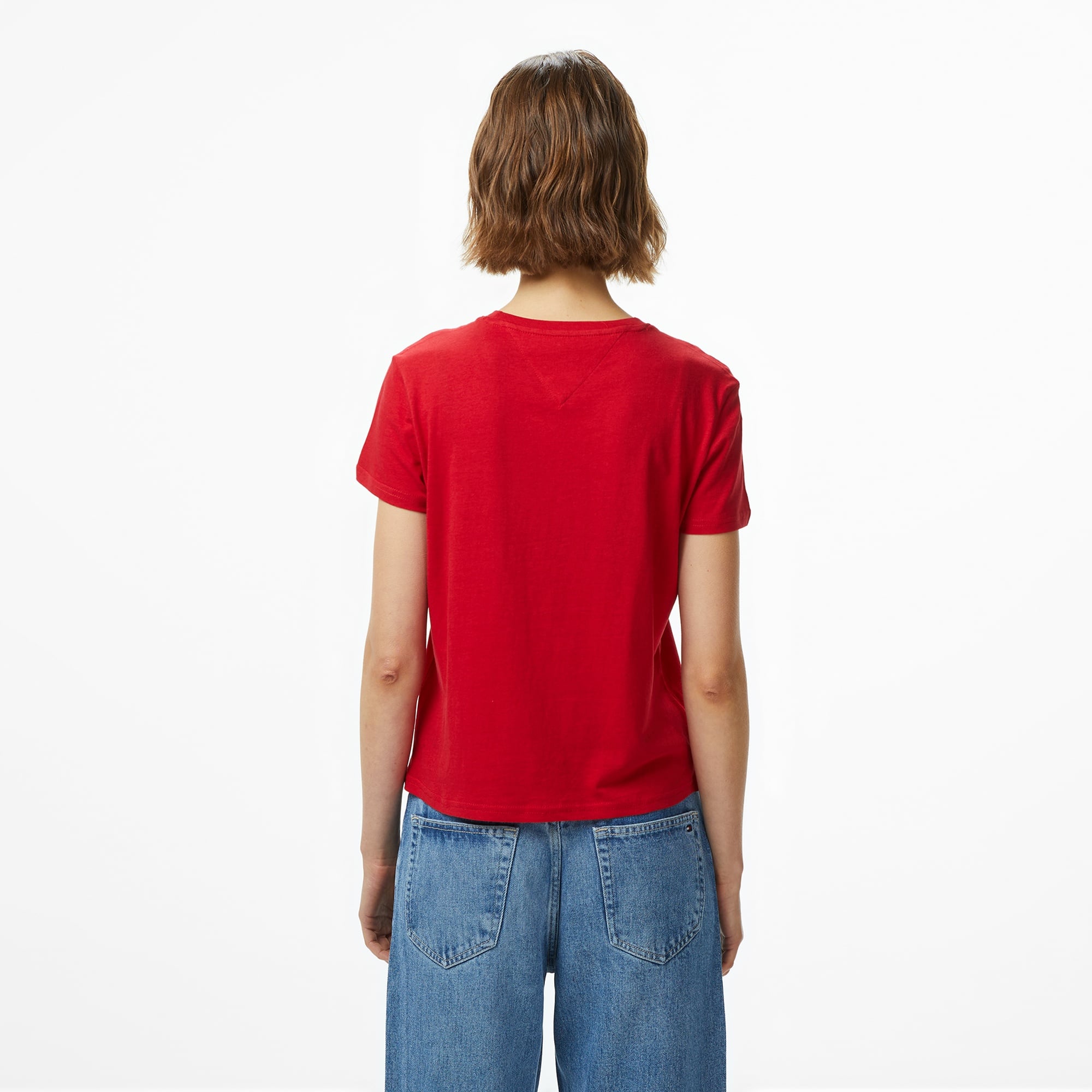 Tommy Hilfiger Essential Logo 1 Kadın Kırmızı T-Shirt