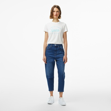  Tommy Hilfiger Essential Logo Kadın Beyaz T-Shirt